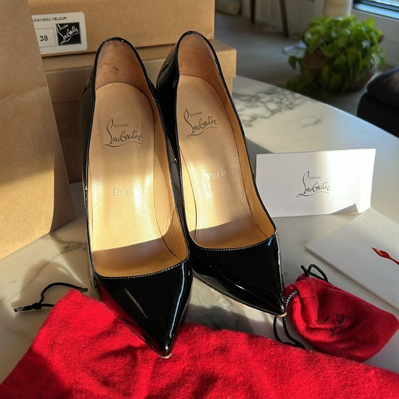 CHRISTIAN LOUBOUTIN Pigalle 120 patent calf black with box, dust bag, heel tips - Picture 3 of 9